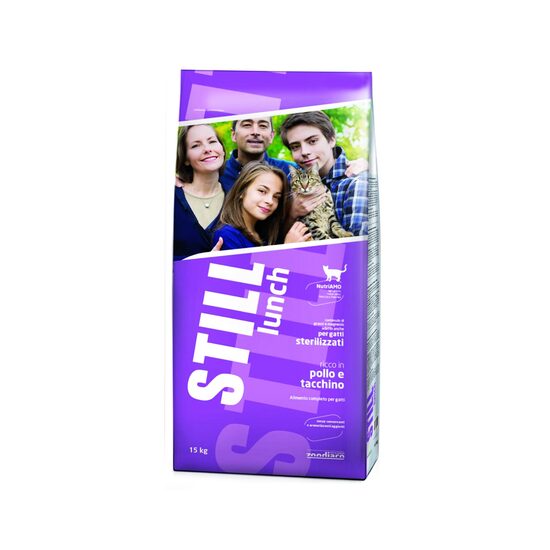 HRANA USCATA PENTRU PISICI STERILIZATE GOLOSI STILL LUNCH CU PUI SI CURCAN 15KG