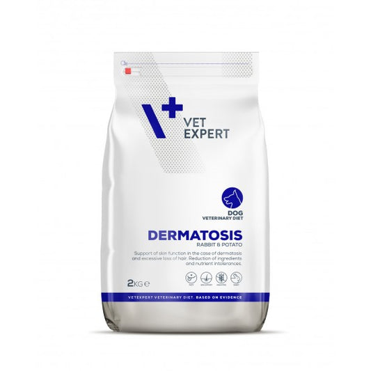 Dieta Veterinara DERMATOSIS DOG, VetExpert, cu carne de iepure si cartofi, 2 kg
