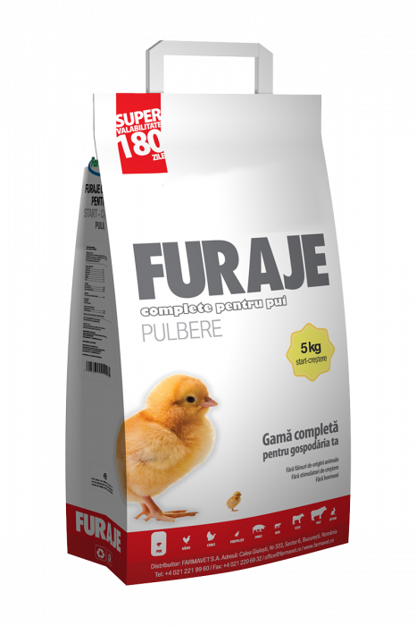 FURAJ COMPLET PENTRU PUI START-CREȘTERE/PULBERE 5kg FarmaVet
