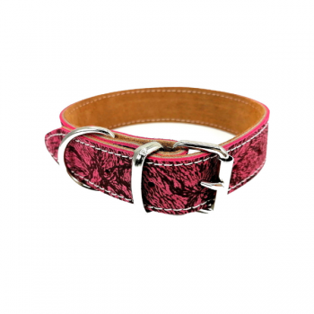 Zgarda din piele naturala Enjoy Buffo Roz 40 cm