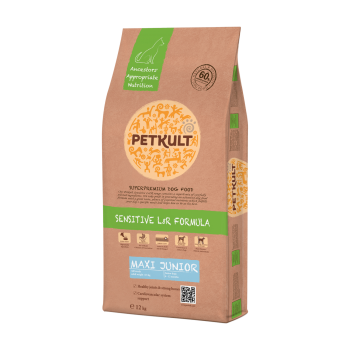 Hrana uscata pentru caini Petkult Sensitive Maxi Junior cu miel si orez 12 kg