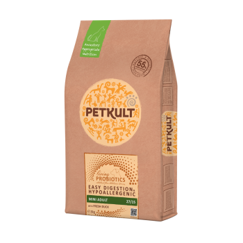 Hrana uscata pentru caini Petkult Probiotics Mini Adult cu rata si orez 8 kg