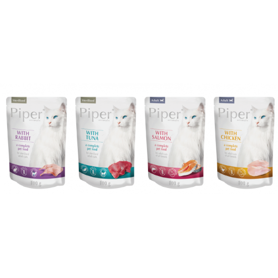 HRANA UMEDA PIPER CAT STERILISED, CARNE DE IEPURE, 100 G
