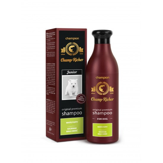 SAMPON CHAMP RICHER PENTRU CATELUSI CU BLANA ALBA- 250 ML