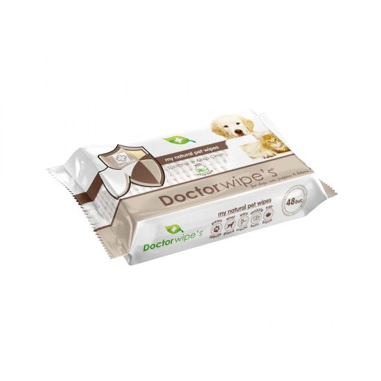 SERVETELE UMEDE CU CLORHEXIDINA PENTRU CAINI SI PISICI 48 BUCATI/SET. DOCTOR WIPES