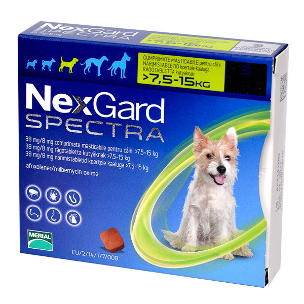 Nexgard Spectra Dog M (7.5-15kg) 37,5 mg/7,5 mg x 3 tablete