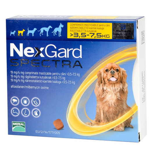 Nexgard Spectra Dog S (3.5-7.5kg) 18,75 mg/3,75 mg x 1 tableta