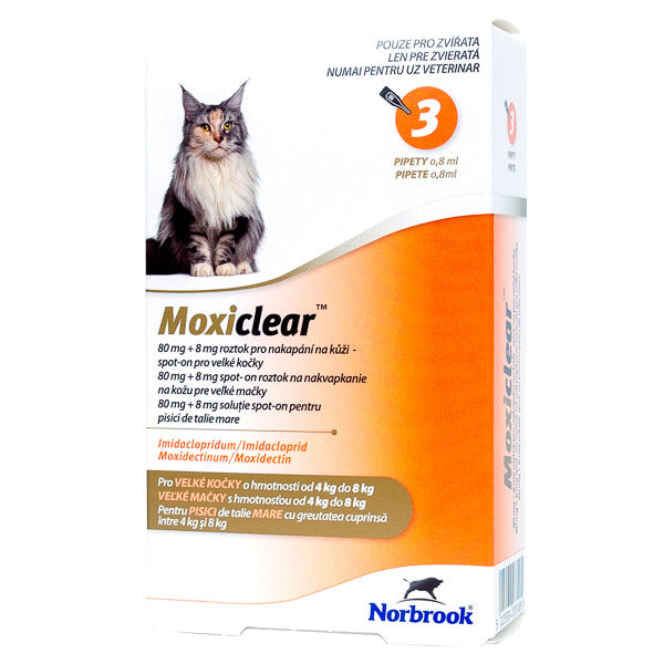 Moxiclear Cat L 0.8 ml (4-8KG)x 3 pipete (portocaliu)