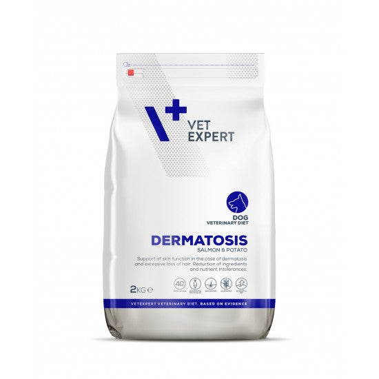 Dieta Veterinara DERMATOSIS DOG, VetExpert, cu carne de somon si cartofi, 2 Kg