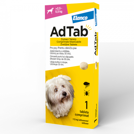 AdTab Dog 112.5MG (>2,5–5,5 kg) - 1 tabletă