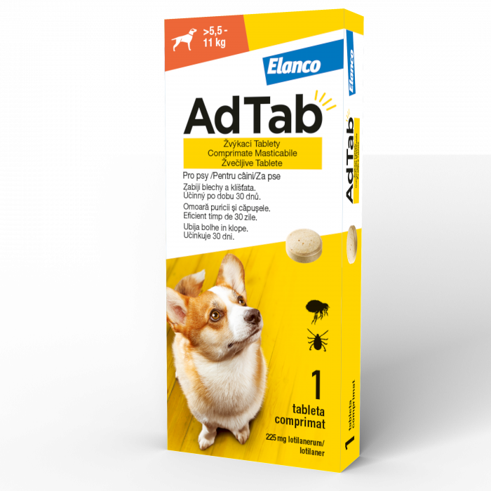 AdTab Dog 225MG (>5,5–11 kg) - 1 tabletă