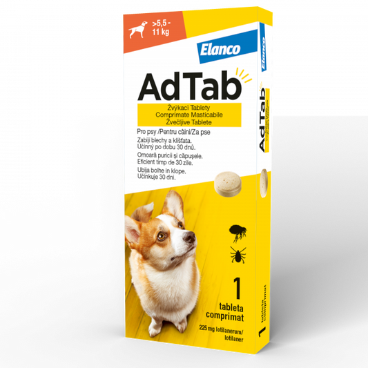 AdTab Dog 225MG (>5,5–11 kg) - 1 tabletă