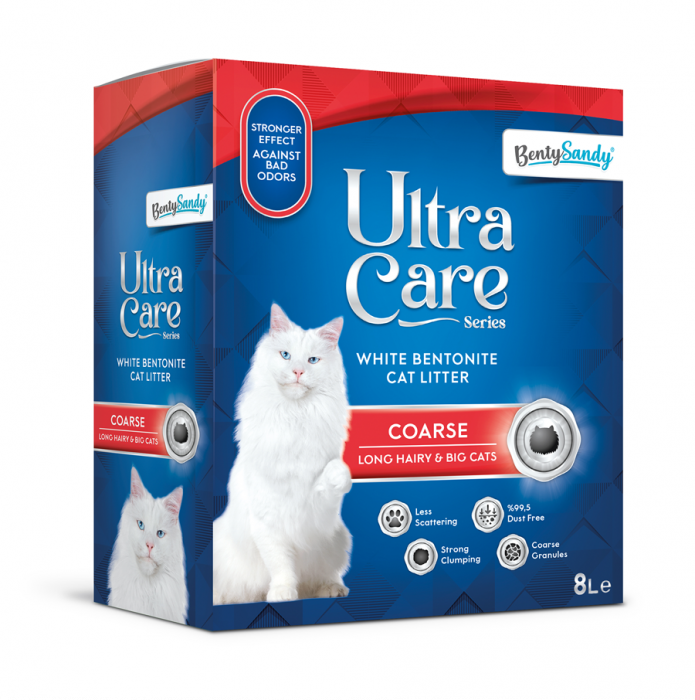 Asternut Igienic Ultra Care Coarse Pisici Par lung si Pisici Mari 8L