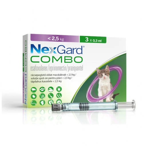 NexGard Combo solutie spot-on pentru pisici < 2.5 kg, 3 pipete x 0.3 ml