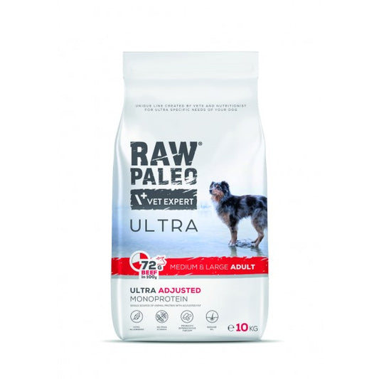 Hrană uscată pentru câini Raw Paleo Ultra Beef Medium&Large Adult 10kg