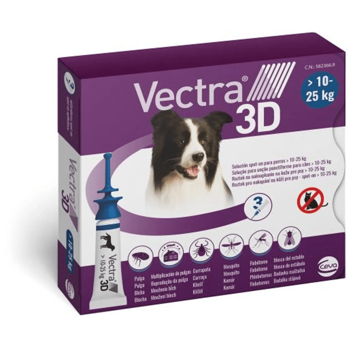 Vectra 3D 10-25 kg,  solutie spot-on x 3,6 ml