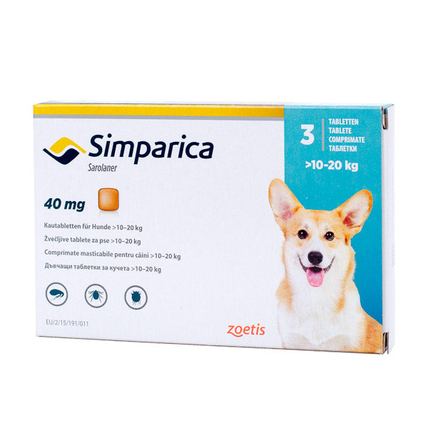 Simparica 40 mg 10-20 kg x 3 tablete