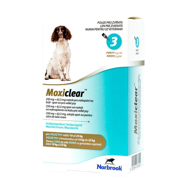 Moxiclear Dog L 2.5 ml(10-25KG) x 3 pipete (albastru)