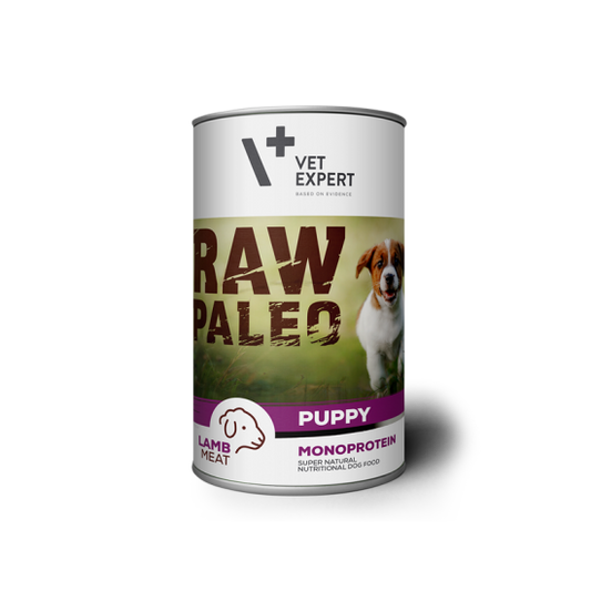 HRANA UMEDA PENTRU CAINI, RAW PALEO PUPPY, CONSERVA MONOPROTEICA, CARNE DE MIEL 400 G