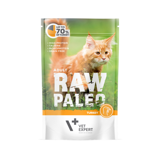 HRANA UMEDA PENTRU PISICI, RAW PALEO CAT, ADULT, CARNE DE CURCAN, 100 G