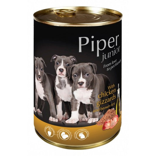 HRANA UMEDA PIPER JUNIOR, PIPOTE DE PUI SI OREZ BRUN, 400 G
