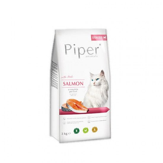 HRANA USCATA PENTRU PISICI STERILIZATE PIPER ADULT, CARNE DE SOMON, 3KG