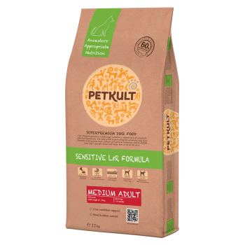 Hrana uscata pentru caini Petkult Sensitive Medium Adult cu miel si orez 12 kg