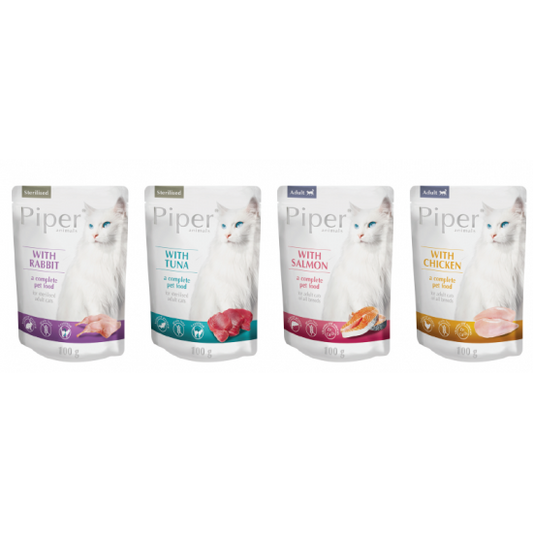 HRANA UMEDA PIPER CAT STERILISED, CARNE DE IEPURE, 100 G